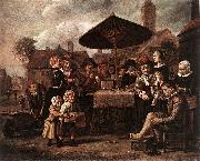 VICTORS, Jan Market Scene with a Quack at his Stall er oil painting